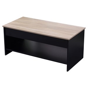 Table basse avec plateau relevable noire et bois hedda