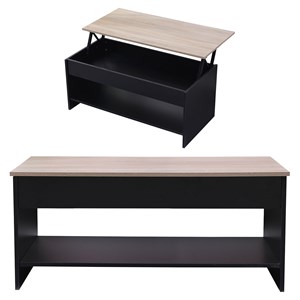 Table basse avec plateau relevable noire et bois hedda