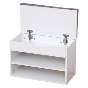 Meuble à chaussures deux casiers avec coffre blanc alan