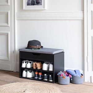 Meuble à chaussures deux casiers avec coffre noir alan