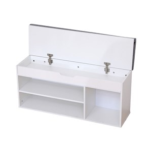 Meuble à chaussures trois casiers avec coffre blanc alan