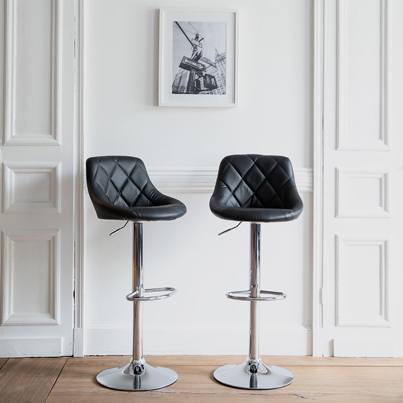 Lot de 2 tabourets de bar noir jasper