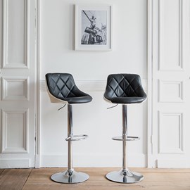 Lot de 2 tabourets de bar noir et blanc jasper