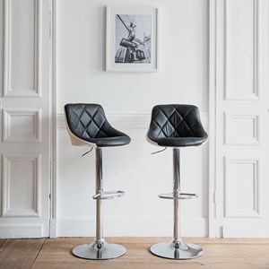 Lot de 2 tabourets de bar noir et blanc jasper