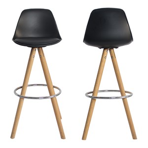 Lot de 2 tabourets scandinaves tobias noirs avec coussin