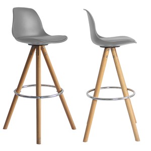 Lot de 2 tabourets scandinaves tobias gris avec coussin