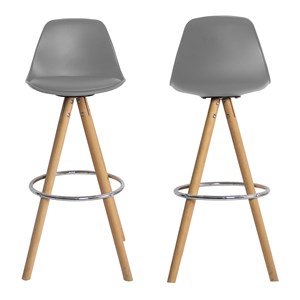 Lot de 2 tabourets scandinaves tobias gris avec coussin