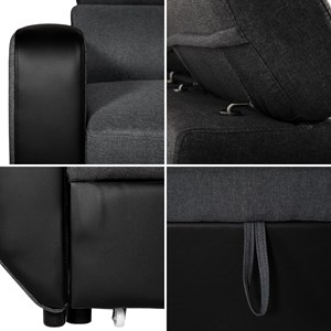 Canapé d'angle convertible warren 3 places gris chiné et noir