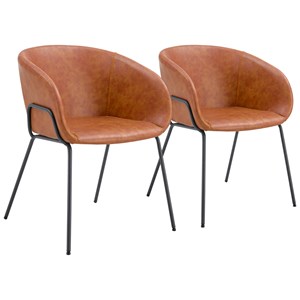 Lot de 2 chaises andré en simili cognac