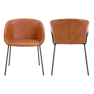 Lot de 2 chaises andré en simili cognac