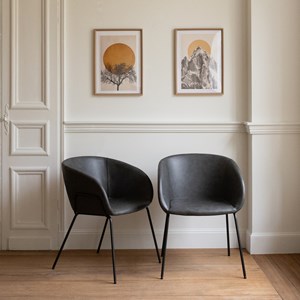 Lot de 2 chaises en simili gris foncé andré