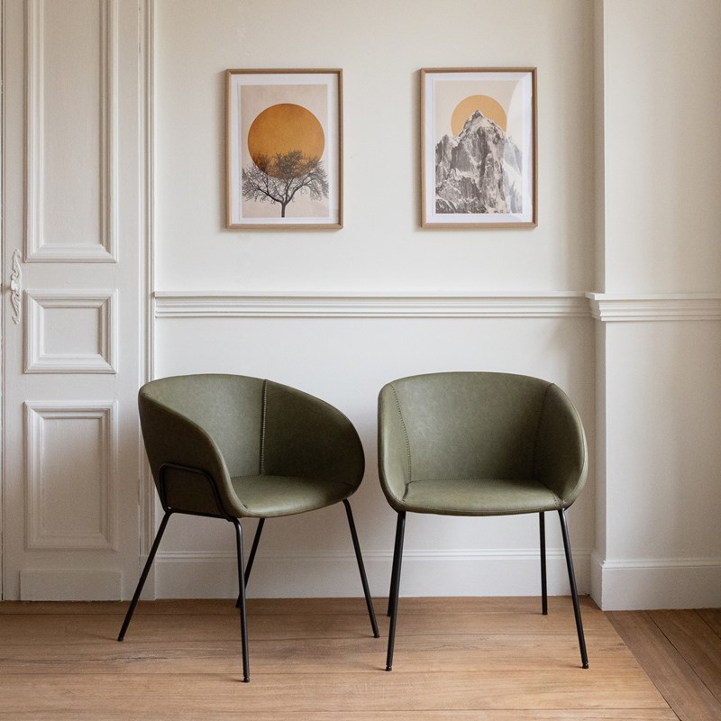 Lot de 2 chaises andré en simili vert