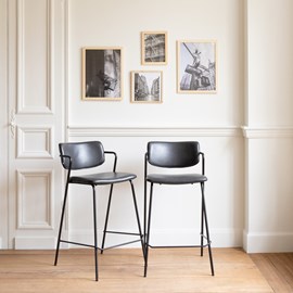 Lot de 2 tabourets de bar léon en simili noir