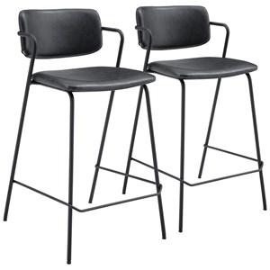 Lot de 2 tabourets de bar léon en simili noir