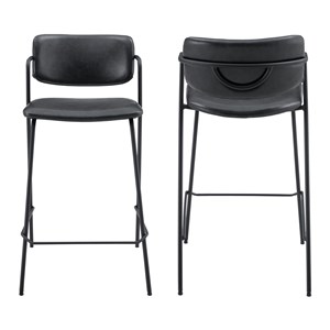 Lot de 2 tabourets de bar léon en simili noir