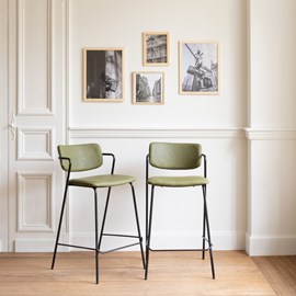 Lot de 2 tabourets de bar léon en simili vert