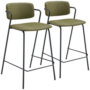 Lot de 2 tabourets de bar léon en simili vert