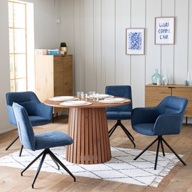 Table à manger ronde 110cm style scandinave liv bois foncé