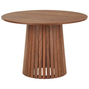 Table à manger ronde 110cm style scandinave liv bois foncé