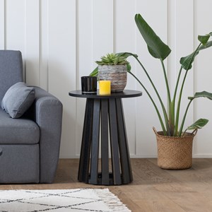 Table d'appoint ronde style scandinave noire liv