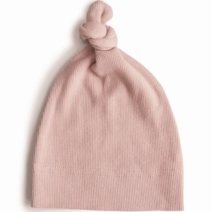 Bonnet de naissance côtelé blush