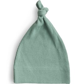 Bonnet de naissance côtelé roman green
