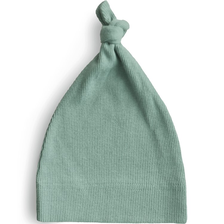 Bonnet de naissance côtelé roman green