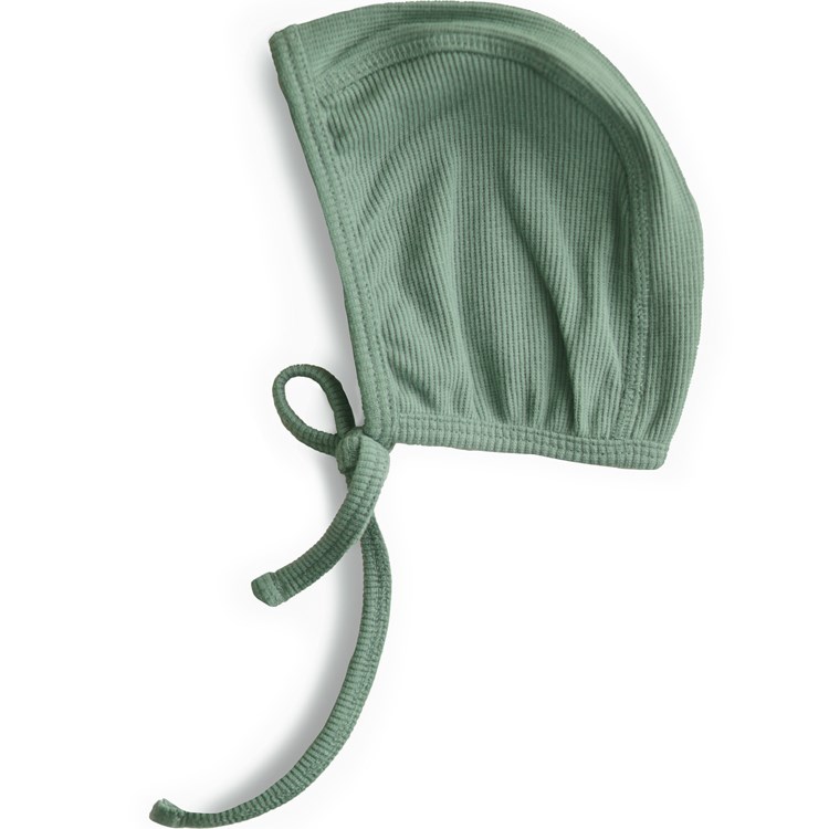 Bonnet de naissance à nouer roman green