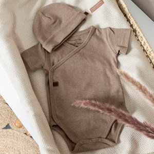Bonnet de naissance en coton bio melange clay (0-3 mois)