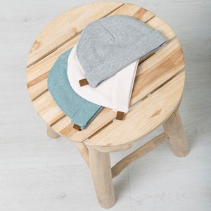 Bonnet de naissance en coton bio melange stonegreen (0-3 mois)