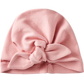 Bonnet de naissance noué rose thé