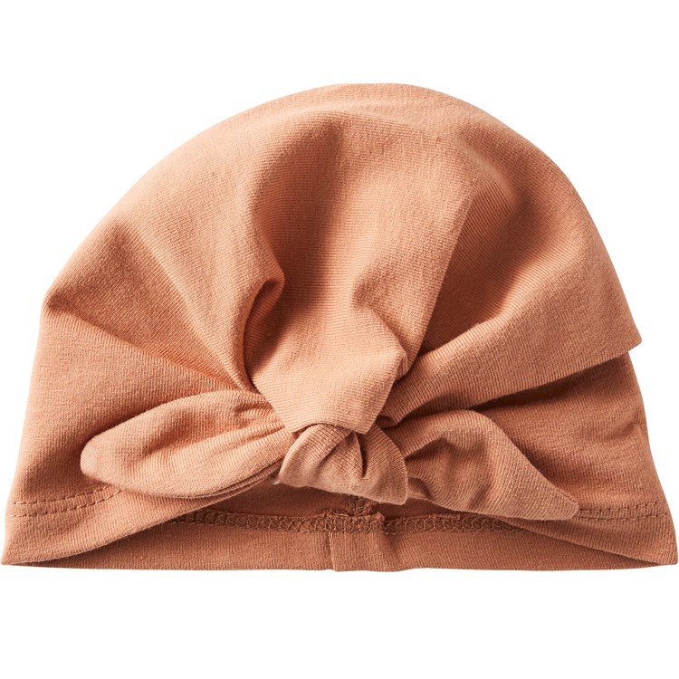 Bonnet de naissance noué cassonade