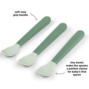 Lot de 3 cuillères bébé easy-grip vert