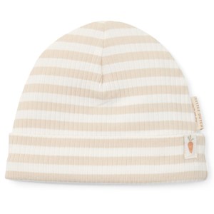Bonnet de naissance rayé sand-white (taille 1 - 44-56)