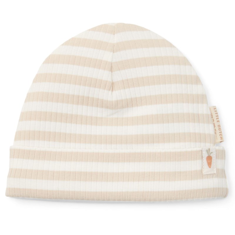 Bonnet de naissance rayé sand-white (taille 1 - 44-56)