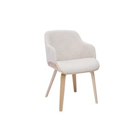Chaise en tissu chenille beige et bois clair earl