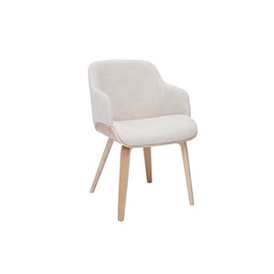 Chaise en tissu chenille beige et bois clair earl