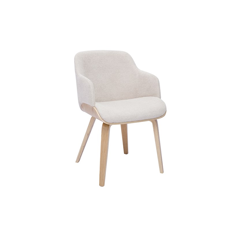 Chaise en tissu chenille beige et bois clair earl