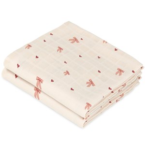 Lot de 2 langes en mousseline bows (70 x 70 cm)
