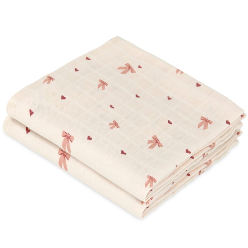 Lot de 2 langes en mousseline bows (70 x 70 cm)