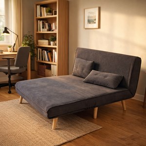 Ennis canapé convertible en velours côtelé gris 2 places