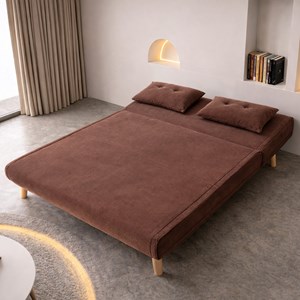 Ennis canapé convertible en velours côtelé chccolat 2 places