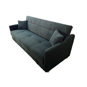 Adare canapé convertible avec coffre en velours côtelé vert 3 places