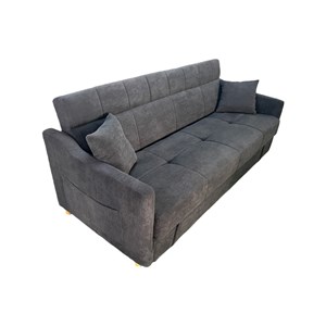 Adare canapé convertible avec coffre en velours côtelé gris 3 places