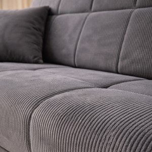 Adare canapé convertible avec coffre en velours côtelé gris 3 places