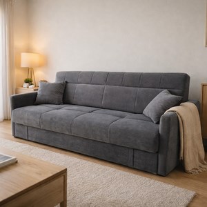 Adare canapé convertible avec coffre en velours côtelé gris 3 places