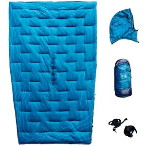 Quilt 3 en 1 trail hoppers : sac de couchage, doudoune et underquilt bleu