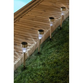 Lot de 6 balises solaires inox