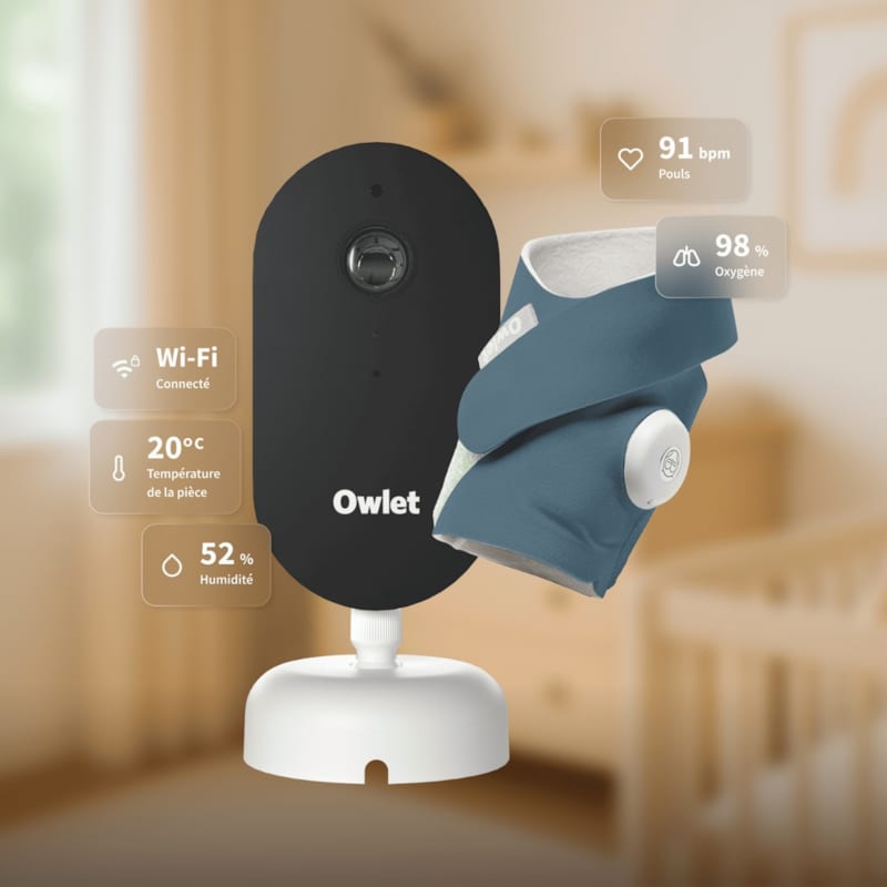 Pack chaussette connectée dream sock bedtime blue + dream sight cam (0-18 mois) (Owlet) - Image 3