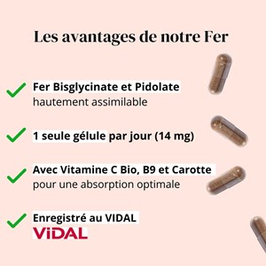 Complexe fer + vitamine c, b9 et carotte - énergie et vitalité